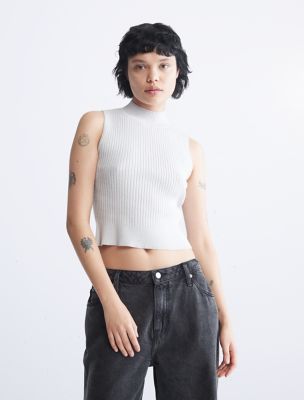 Ribbed Mock Neck Cropped Top | Calvin Klein® Canada