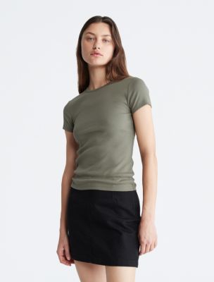Cotton Contour Rib T-Shirt, Dusty Olive