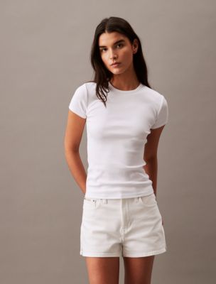 Cotton Contour Rib T-Shirt, Brilliant White