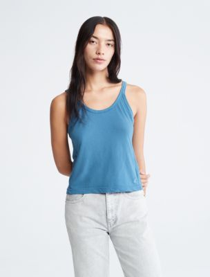 Naturals Tea Dye Scoopneck Tank Top, Seine/Strmwtch/Imprl Blue