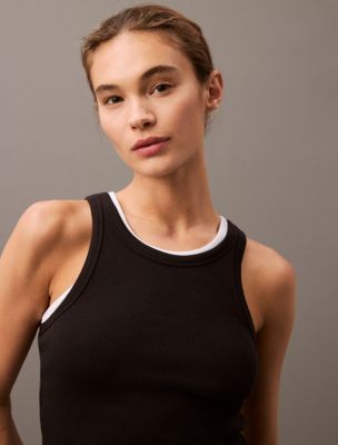 Cotton Contour Rib Tank, Black Beauty