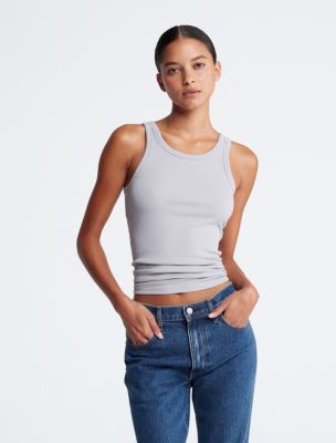 Cotton Contour Rib Tank, Dapple Grey