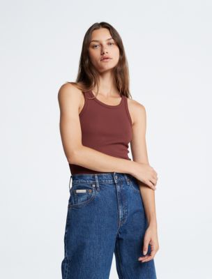 Cotton Contour Rib Tank, Rum Raisin