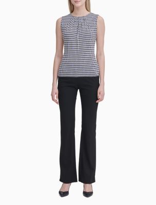 calvin klein pleated neck sleeveless blouse