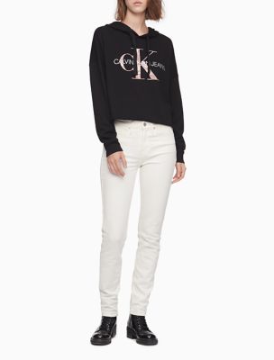 calvin klein retro logo cropped sweatshirt