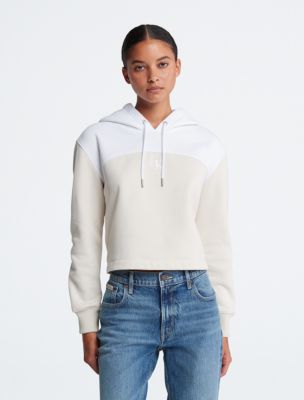 NWT Women's Calvin Klein Jeans Sweatshirt Logo CK Hoodie White XS