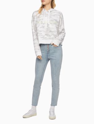 calvin klein modern cropped hoodie sweatshirt