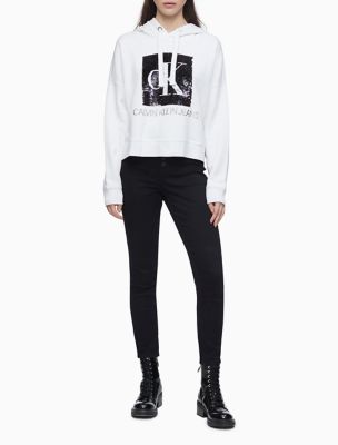 calvin klein hoodie black and white