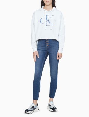 calvin klein tape neck hoodie