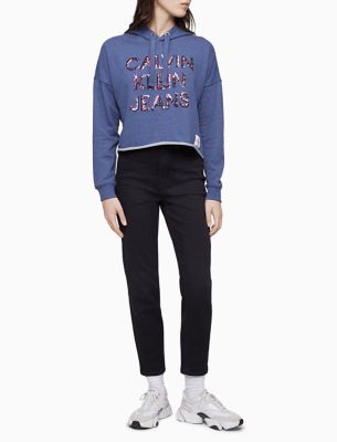 Image of Americana Sequin Logo Cropped Hoodie