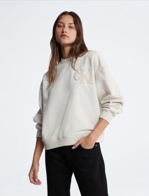 Calvin Klein monogram logo sweatshirt in white