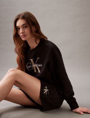 Buy Calvin Klein Men's Relaxed Fit Monogram Logo Crewneck T-Shirt, Black  Beauty, X-Large at