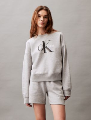 CALVIN KLEIN women sweatshirt hoodie CJMT3779 B4R grey cotton blend sz M $59