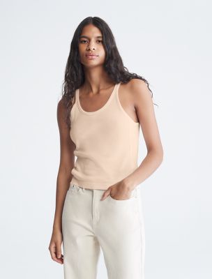 Naturals Tea Dye Scoopneck Tank Top, Tapioca
