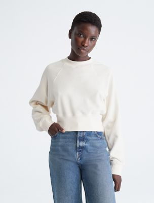 Calvin Klein Jeans Women's Ribbed Long Sleeve Crewneck Side Slit