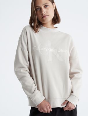 Calvin Klein Men's Monogram Logo Crew Neck Sweatshirt (Peacoat, Medium) :  : Fashion