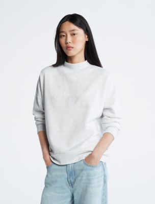 CALVIN KLEIN JEANS - Women's white iridescent monogram sweatshirt 