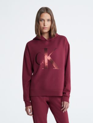 Calvin Klein Cropped Monogram Sweatshirt - L - Purple - Women