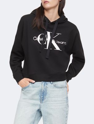 Monogram Logo Cropped Hoodie Calvin Klein USA