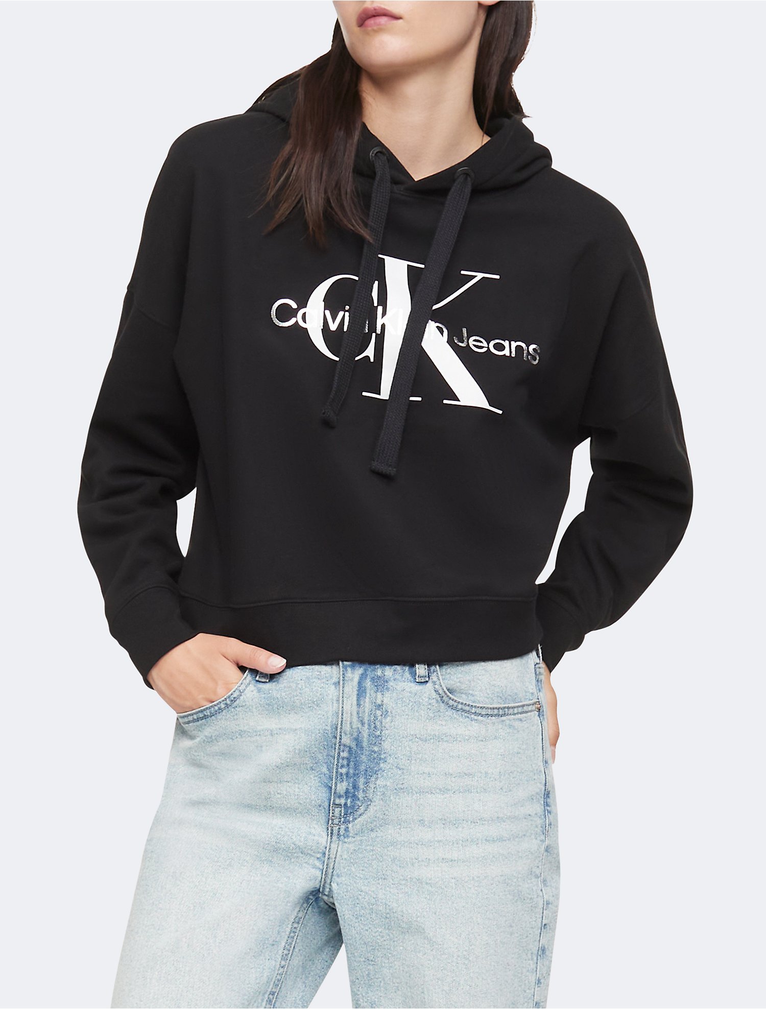 paus Keer terug pedaal Monogram Logo Cropped Hoodie | Calvin Klein