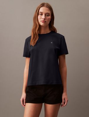 CALVIN KLEIN JEANS - Women's basic T-shirt with logo patch - Size 