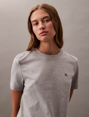 Calvin Klein Grey Super-Cropped T-Shirt