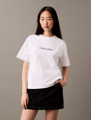 Standard Logo Boxy Fit Crewneck T Shirt Calvin Klein USA