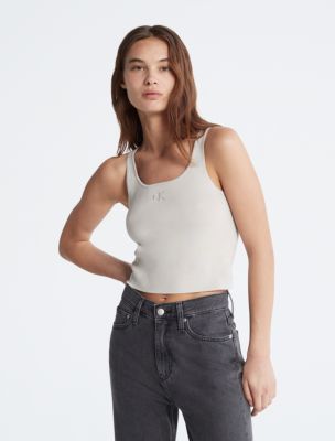 Logo Embroidery Cropped Tank Top