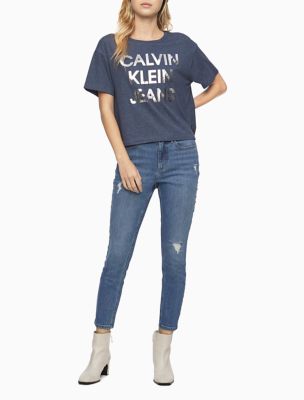 calvin klein crop t shirt