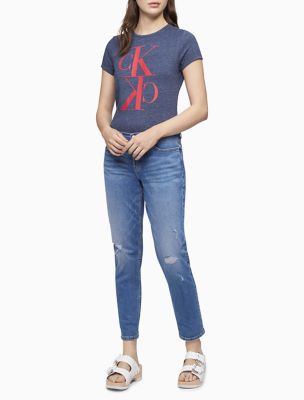 Mirror Monogram Logo Crewneck T Shirt Calvin Klein
