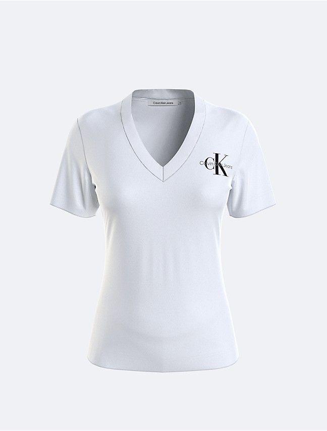 CALVIN KLEIN Monogram Logo Slim Fit Cotton T-Shirt - White