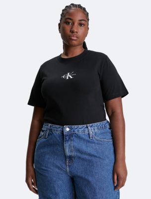 Plus Size Monogram Logo Slim Fit T-Shirt, Black