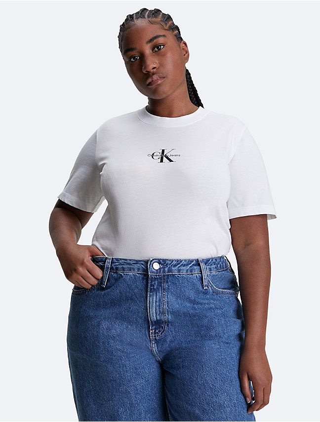 Calvin Size Logo Monogram T-Shirt Klein® V-Neck | Plus USA