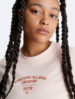 T-Shirt Calvin Size Logo Plus Varsity Crewneck USA Klein® |