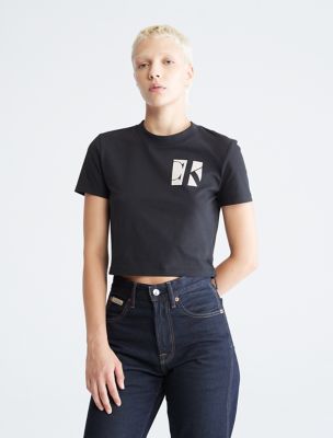 Monogram Logo Boxy Cropped T-Shirt