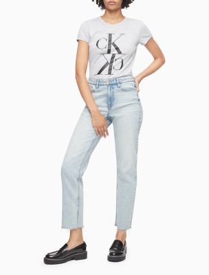 Foiled Mirror Monogram Logo T-Shirt, Pearl Grey Heather/black