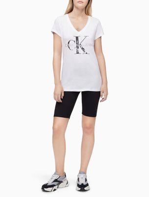 calvin klein white v neck t shirt