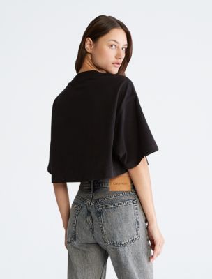 Monogram Logo Embroidery Cropped T-Shirt | Calvin Klein