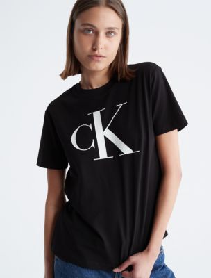 Calvin Klein Monogram Logo Crewneck T-Shirt, White,2XL 