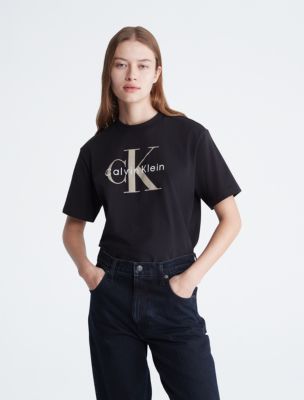 Monogram Logo Boxy Crewneck T-Shirt, Black