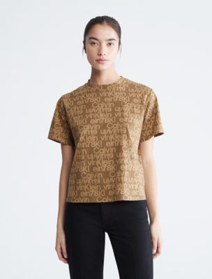 Allover Logo Crewneck T-Shirt, Kangaroo