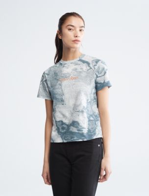 Marble Graphic Crewneck T-Shirt, Blue Edge