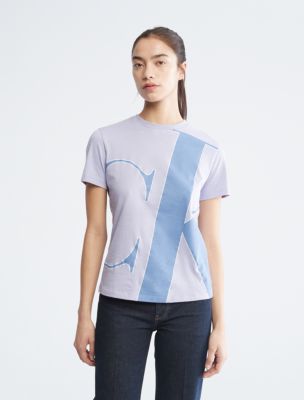 Calvin Klein womens Short Sleeve T-Shirt Monogram Logo at  Women’s  Clothing store