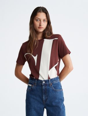 Oversized Monogram Logo Crewneck T-Shirt, Rum Raisin