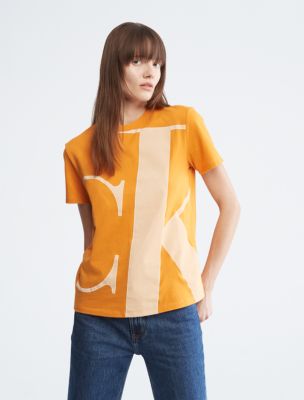 Oversized Monogram Logo Crewneck T-Shirt, Blazing Orange