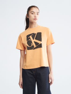 Calvin Klein Contrast Monogram Logo Crewneck T-shirt in Blue for