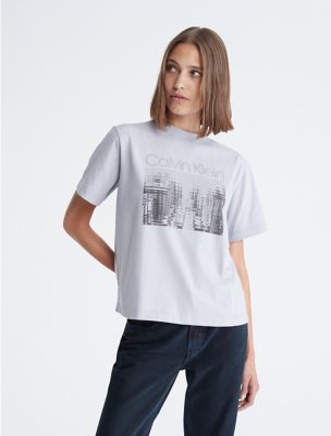 City Reflection Graphic Crewneck T-Shirt, Dapple Grey