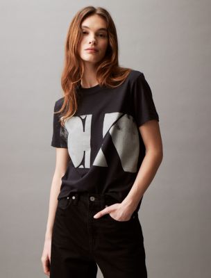 Men's Calvin Klein Logo Black T-shirt Monogram Logo 100% Cotton