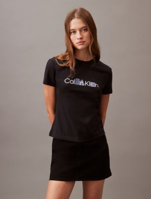 CALVIN KLEIN JEANS - Women's slim T-shirt with logo - Black -  OT-ZW0ZW01192BEH