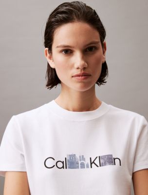 Calvin Klein Women's White Monogram Logo Crewneck Tank Top, Pink